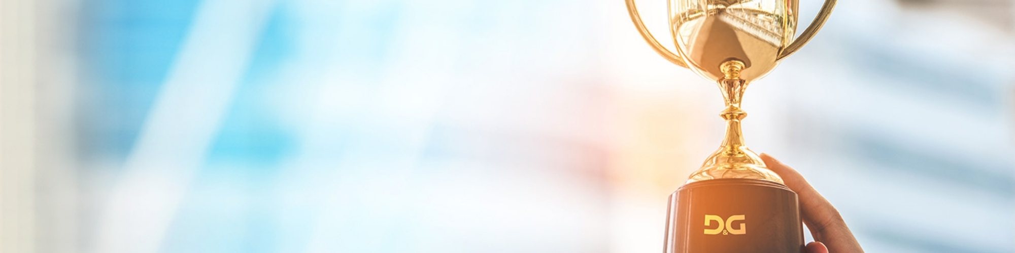 Ein Pokal wird hochgehoben - D&G-Software wird regelmäßig zertifiziert und ausgezeichnet.