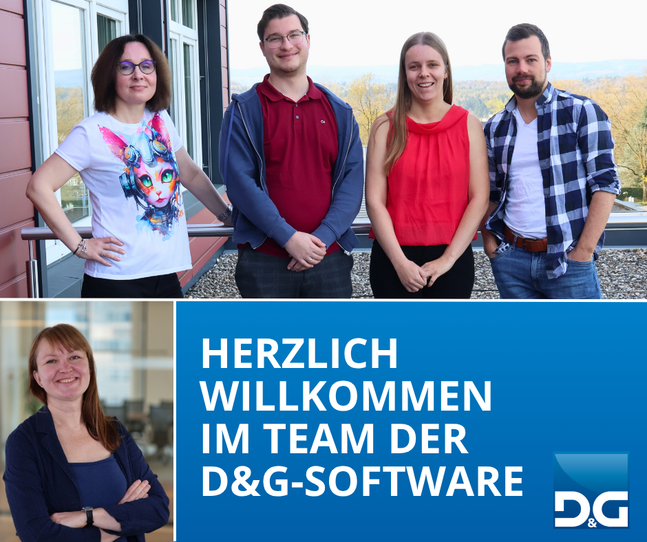 Gruppenbild / Collage der neuen Mitarbeiter und Mitarbeiterinnen der D&G-Software