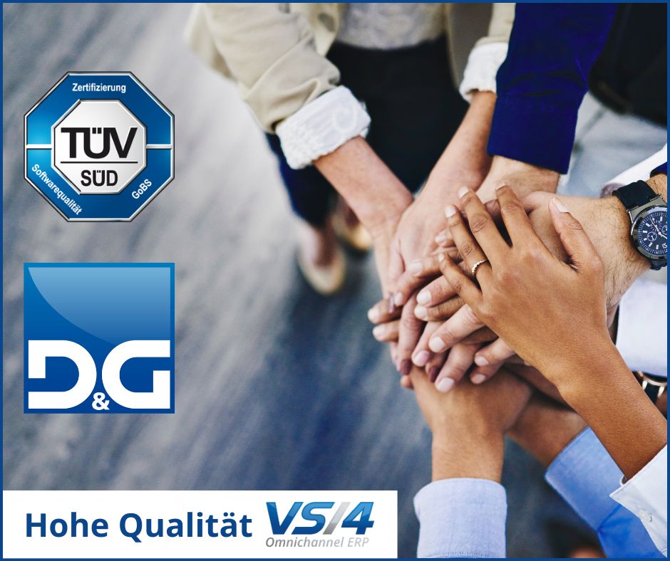H&auml;nde als Symbolbild f&uuml;r Team und Logo T&Uuml;V S&Uuml;D und D&G-Software